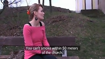 Meggie From Publicagent Engages In Sex-For-Money Encounter Near A Church