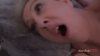 Mature British Blonde Mrs. Maggie Gets Caught By Stepson While Masturbating