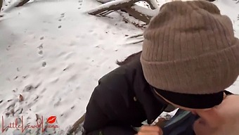 Luna, Asian Beauty, Gives A Snow-Covered Blowjob In A Public Park And Narrowly Avoids Being Discovered!