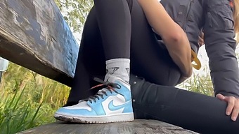 Amateur Foot Fetish And Public Masturbation With A Hot Blonde