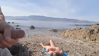 A Daring Man Reveals His Penis To A Nudist Milf At The Beach, Who Gives Him A Deepthroat Blowjob